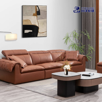 Brown Leather Sofa for Modern Living Room