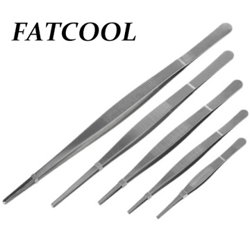 FATCOOL Tweezers Barbecue Stainless Steel Long Food Tongs Straight Home Medical Tweezer Garden Kitchen BBQ Tool 5 Sizes