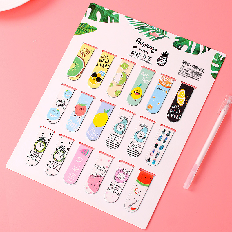 18pcs Kawaii Cartoon Novelty School Bookmark Stationery Supplies Cute Fridge Sticker Creative Gift for Kids Children Stationery
