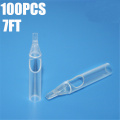 100pcs Sterile Assorted 7FT Tattoo Tips 7 Flat Size Clear Plastic Disposable Tattoo Tips Tubes For Body Art Free Shipping