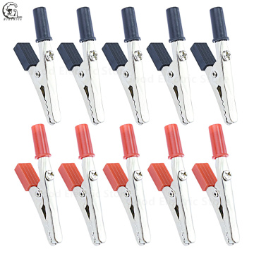 10pcs Length 52mm Insulated Crocodile Clips Plastic Handle Cable Lead Testing Metal Alligator Clips Clamps