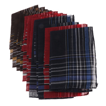 12 Packs Mens Fashion Plaid Cotton Handkerchiefs Decorative Suits Hanky