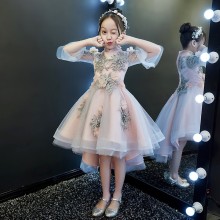 Romantic Flower Girl Wedding Bridesmaid Formal Lace Sleeveless O-neck Beading First Communion Dresses for Girls