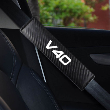 Car Safety Belt Cover For Volvo V40 Auto Seat Belts Shoulder Pad Carbon Fiber Seat Belt Cover Car Accessories Interior