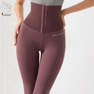 Yushuhua Corset Yoga Pants Stretchy Sport Leggings High Waist Compression Tights Sports Pants Push Up Women Gym Fitness Leggings