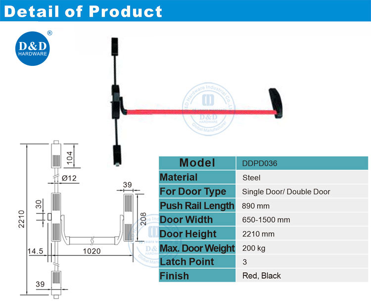 Fire Escape Door Push Bar
