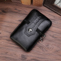 100% Genuine Leather Mobile Cell Phone Case Bag Men Hip Bum Fanny Pack Belt Purse Male Hook Small Messenger Shoulder Waist Bags