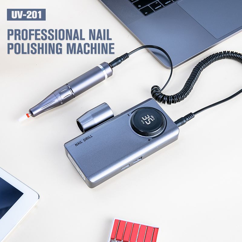 UV-201 35000RPM Professional Rechargeable Nail Polishing Machine Set Power Bank LCD Display Electric Nail File Manicure Drill