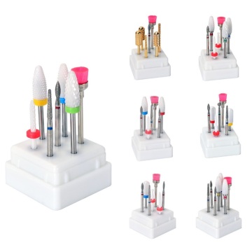 7pcs Ceramic Nail Drill Bit Set Mill Manicure Machine Kit Diamond Cutter For Manicure Electric Nail Files Drill Bits RIKONKA