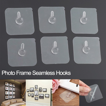 2/4/10Pcs Photo Frame Painting Picture Poster Clock No Drill Seamless Strong Self Adhesive Hook Holder Wall Hanger Hanging kits