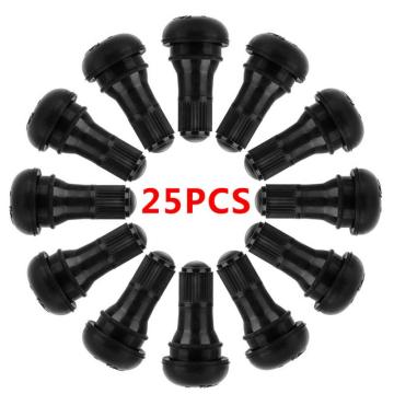 25pcs Black Rubber TR414 Snap-in Car Wheel Tyre Tubeless Tire Tyre Valve Stems Dust Caps Wheels Tires Parts Car Auto Accessories