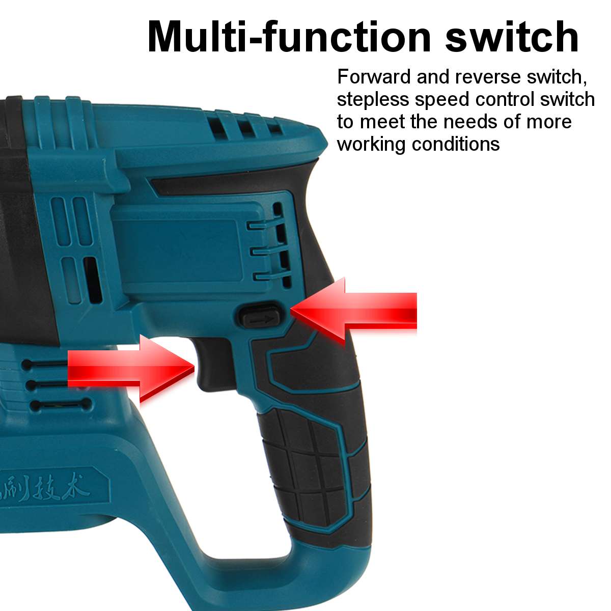 10000bpm Rechargeable Brushless Cordless Rotary Hammer Drill Impact Function Electric Hammer Impact Drill For 18V Makita Battery