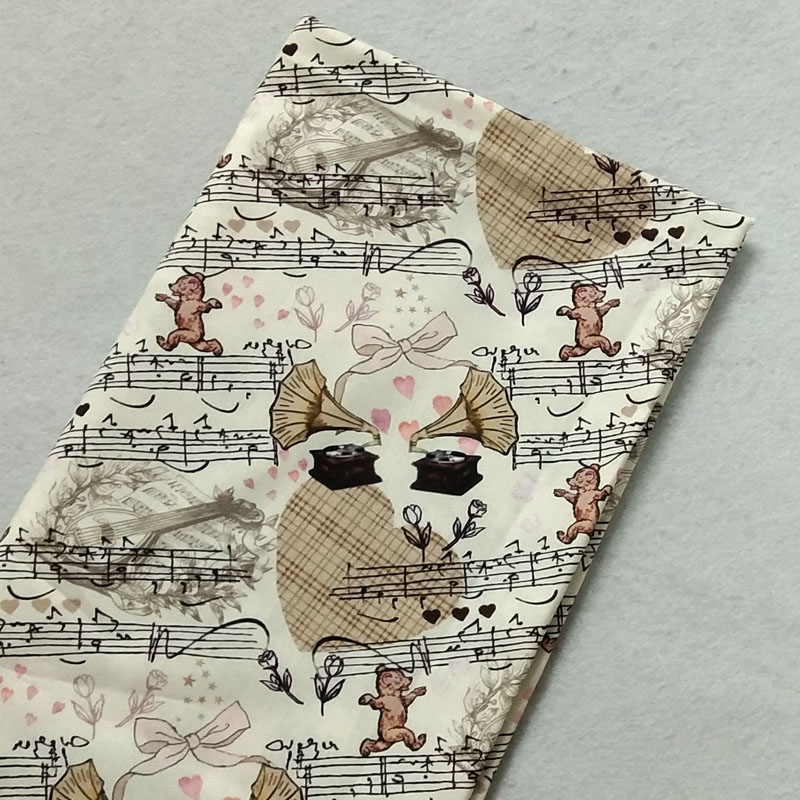 Cute Jukebox Bear Music Note Cotton Fabric DIY sewing Clothing Tissue Telas Patchwork Musical Note Fabric DIY Sewing Home Decor