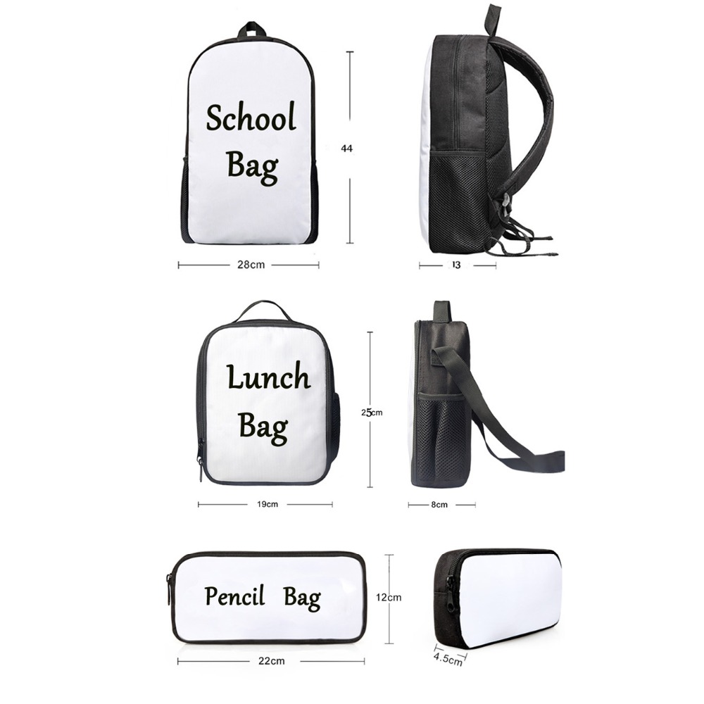 INSTANTARTS 3pcs Set School Bag Traditional African Printing School Backpack for Teenager Girl Women Laptop Rucksack Book Bag