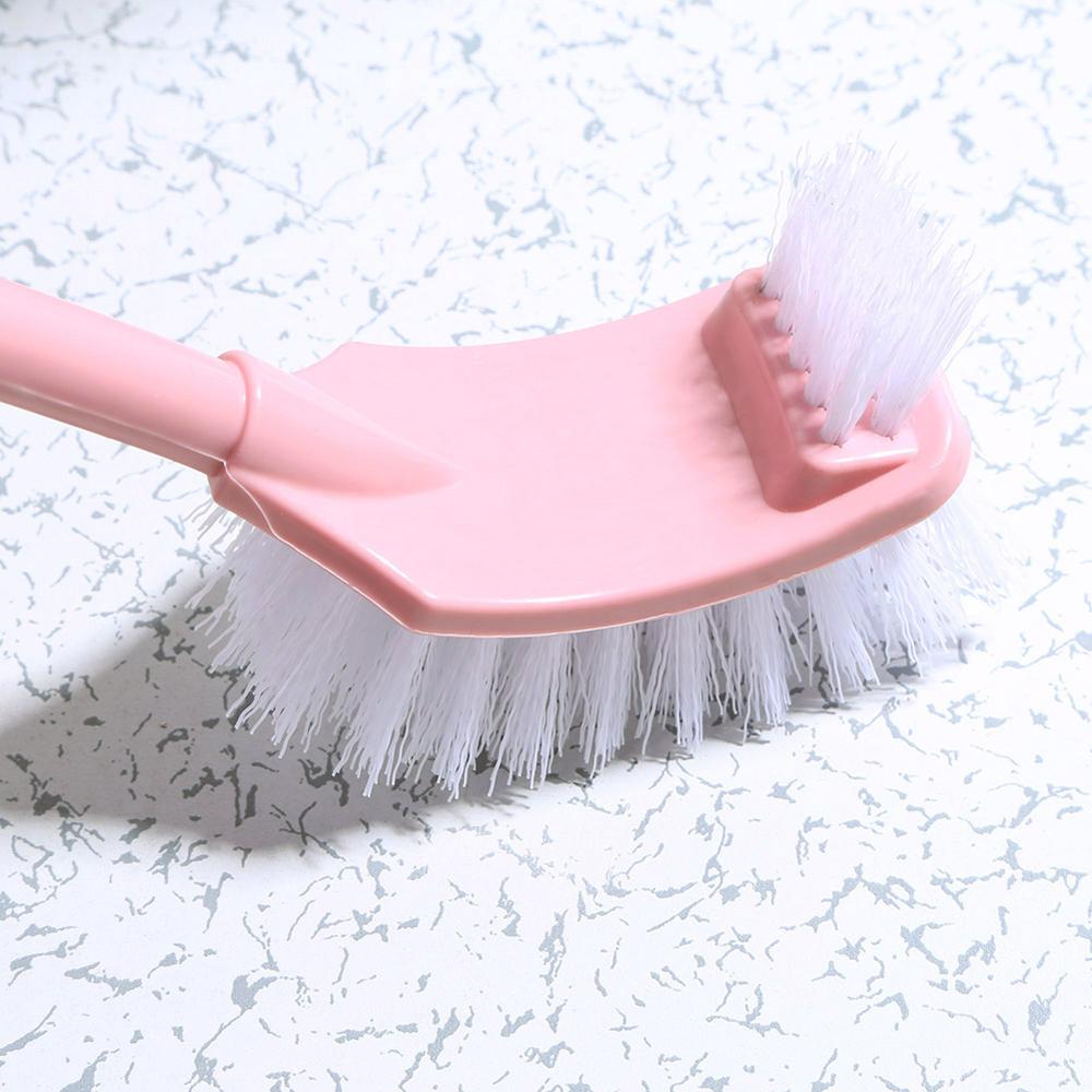 Plastic Long Handle Bathroom Scrub Cleaning Brush Double Sided Toilet Brush With Stand Base Creative Household Cleaning Tool