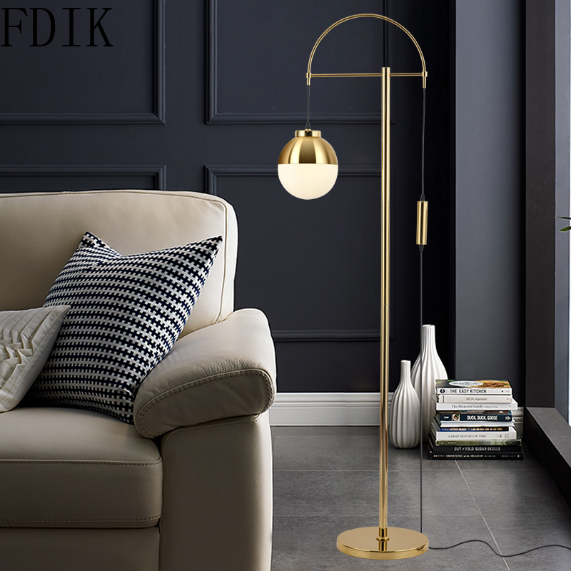 Nordic Gold Led Floor Lamp Simple Round Ball Standing Light for Living Room Bedroom Home Decoration Indoor Lighting fixtures G9