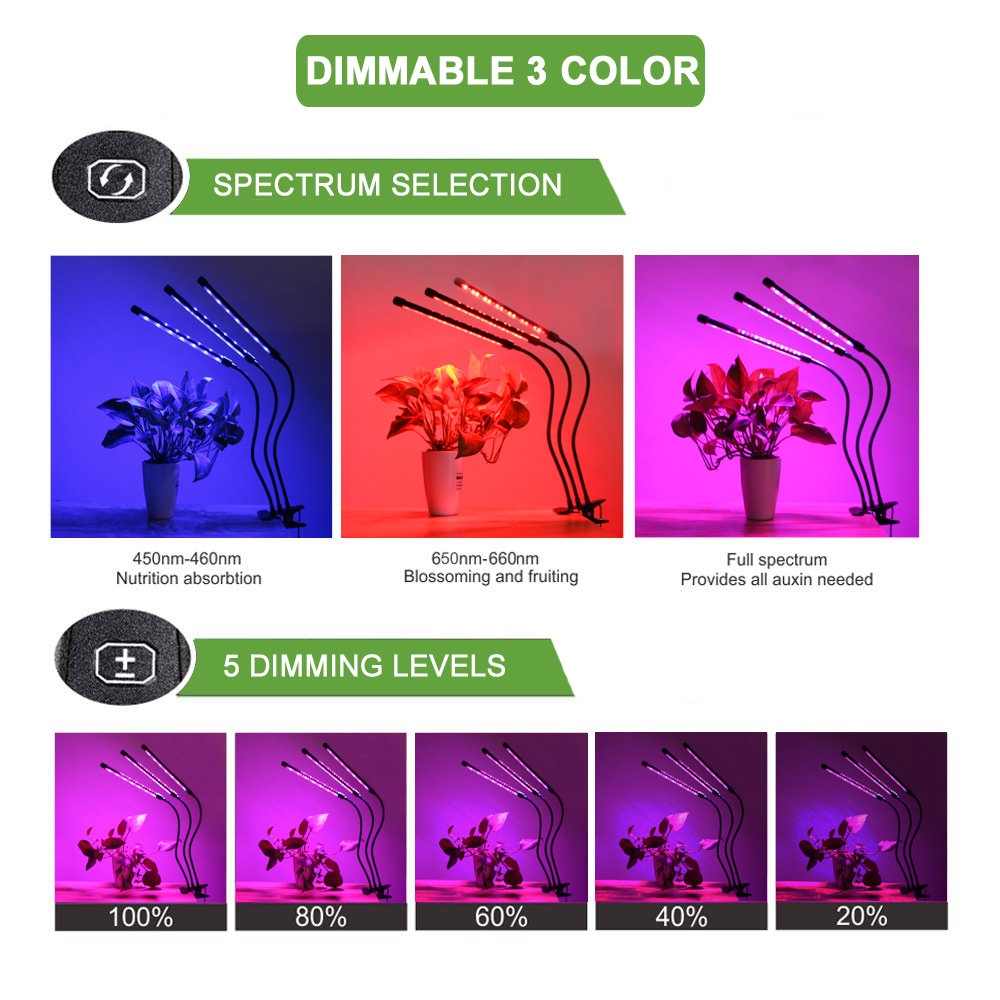 Indoor Phytolamp For Plants 9W 18W 27W USB Grow Light Timer Full Spectrum Phyto Lamp For Plant Seeds Seedlings Growing Flowering