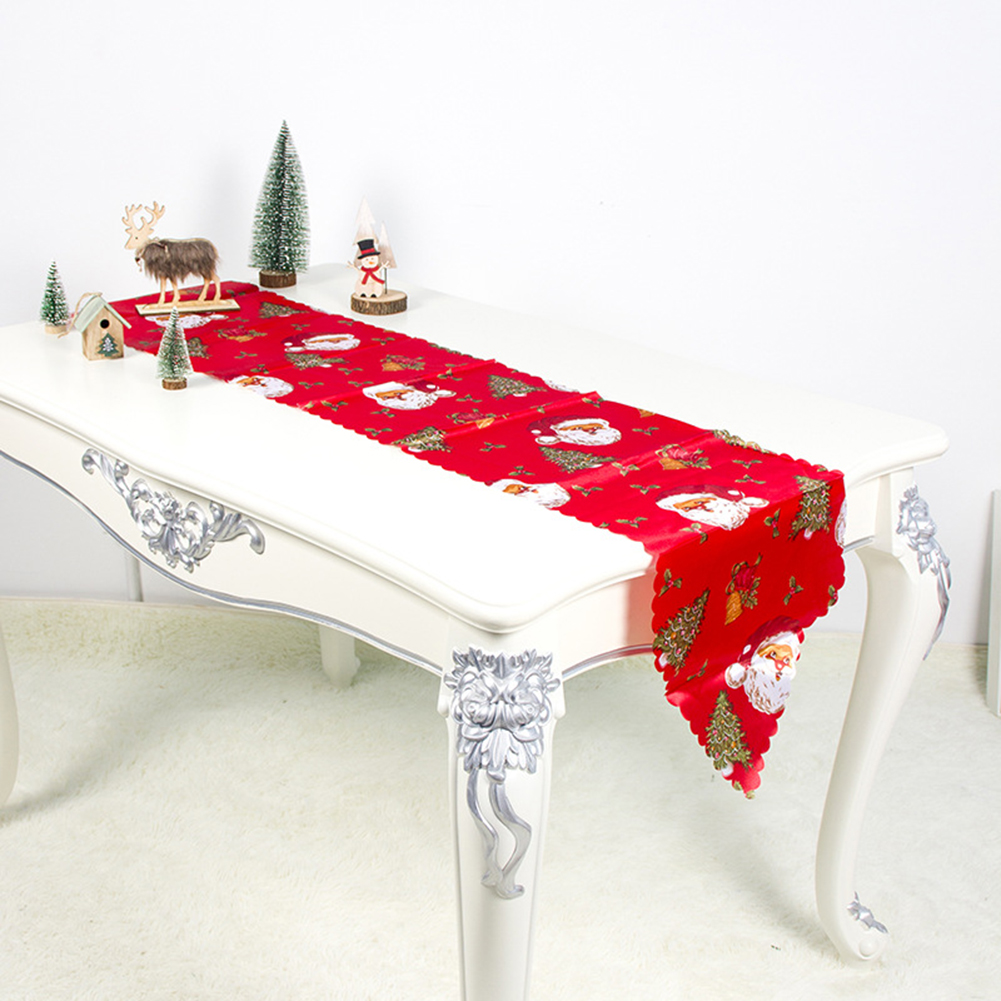 Lightweight Tablecloth Table Flag Christmas Decoration 180*35cm Polyester Christmas Printing Table Runner New Year Decorations
