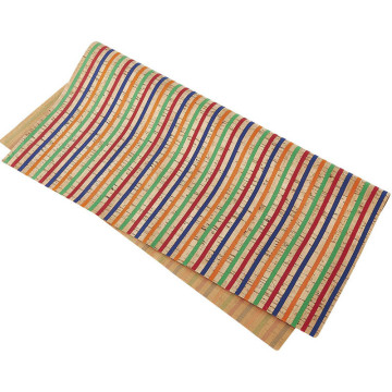 29x21cm Rainbow Striped Soft Cork Synthetic Leather Fabric Faux Leather for Jewelry Making DIY Sewing Material for Bows Handbags