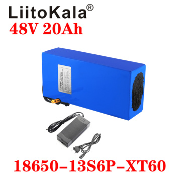 LiitoKala 18650 48V 20ah 13S6P Lithium Battery Pack 48V 20AH 1000W electric bicycle battery Built in 20A BMS XT60 plug