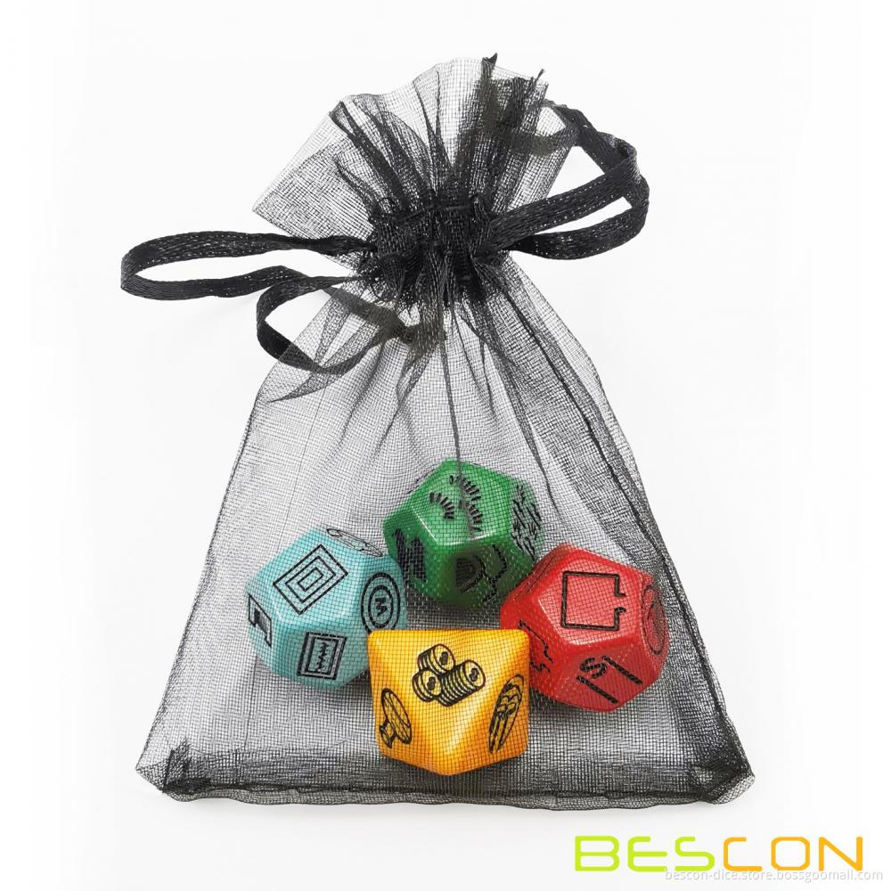 Bescon's Dungeon and Wilderness Terrain, Dungeon Feature and Treasure Type Dice Set, 4 piece Proprietary Polyhedral RPG Dice Set