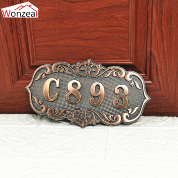 Bronze House Number Door Plate ABS Plastic Door Number Stickers Plate Custom Sign Hotel Apartment Villa Door Number Sticker