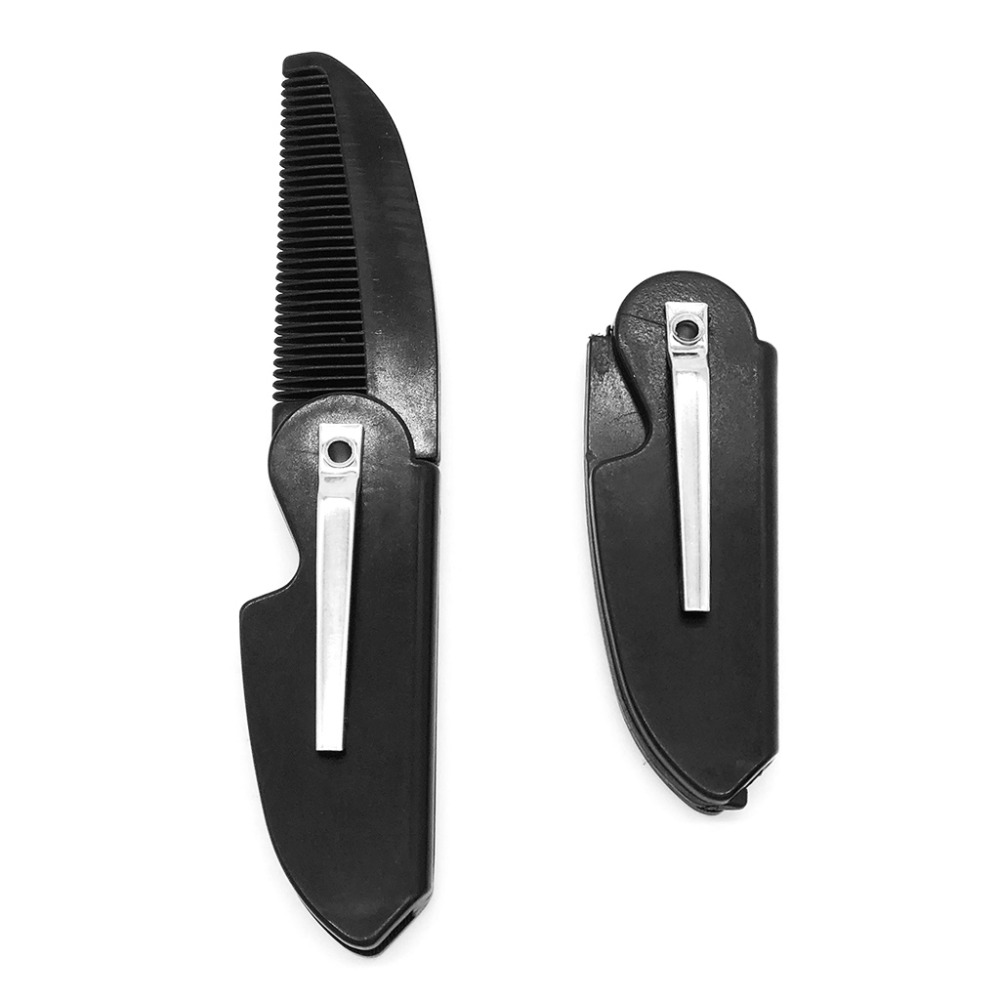 1 Pc Fashion New Black Folding Pocket Clip Hair Mustache Beard Comb for Men 7x2.5cm