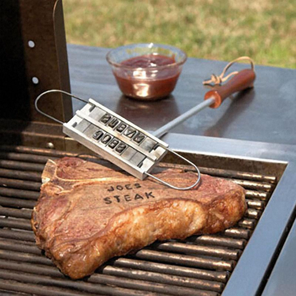 Barbecue Branding Iron Marking Stamp Tool Meat Grill Forks Steak Burger DIY English Letter Printed Home Outdoor BBQ Tool