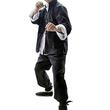 3PCS Mens Brucelee Kung Fu Suit Chinese Traditonal Clothing Wing Chun Martial Arts Wear Training Uniform Male Long Sleeve Sets
