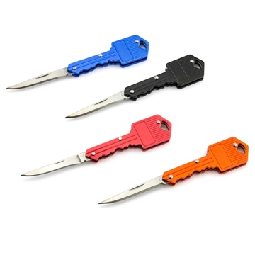 Portable Camping Outdoor Survival Pocket Folding Key Shape Ring Knife Tool Peeler Mini Camping Key Ring Knife Tool Multicolor