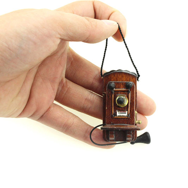 1:12 Dollhouse Miniature Antique Wall Mount Phone Vintage Style Livingroom Bedroom Kitchen Furniture Accessories