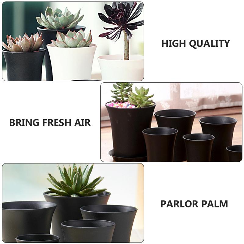 10Pcs Plastic Black Flower Pots Planters Home Indoor Outdoor Office Succulent Plant Pots Planting Pots With Drainage Hole