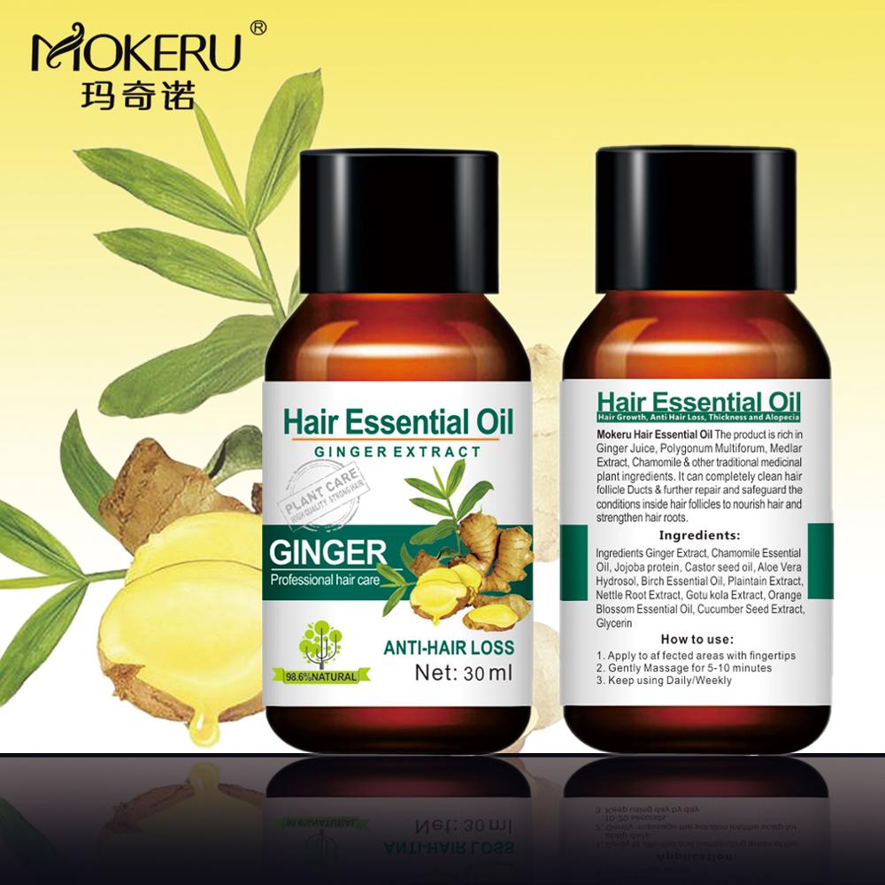 Mokeru 30ml Ginger Oil Natural Anti Hair Loss Products Essential Oil Hair care for Woman and Man Fast Growing hair Treatment