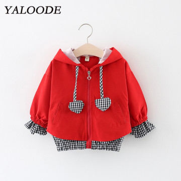 Baby Clothes Cartoon Heart Plaid Pattern Baby Girl Jackets Coats Toddler Kids Jacket Outwear Baseball Windproof Children Clothes