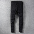 American Streetwear Fashion Men Jeans High Quality Black Color Elastic Slim Fit Ripped Jeans Patchwork Designer Hip Hop Pants