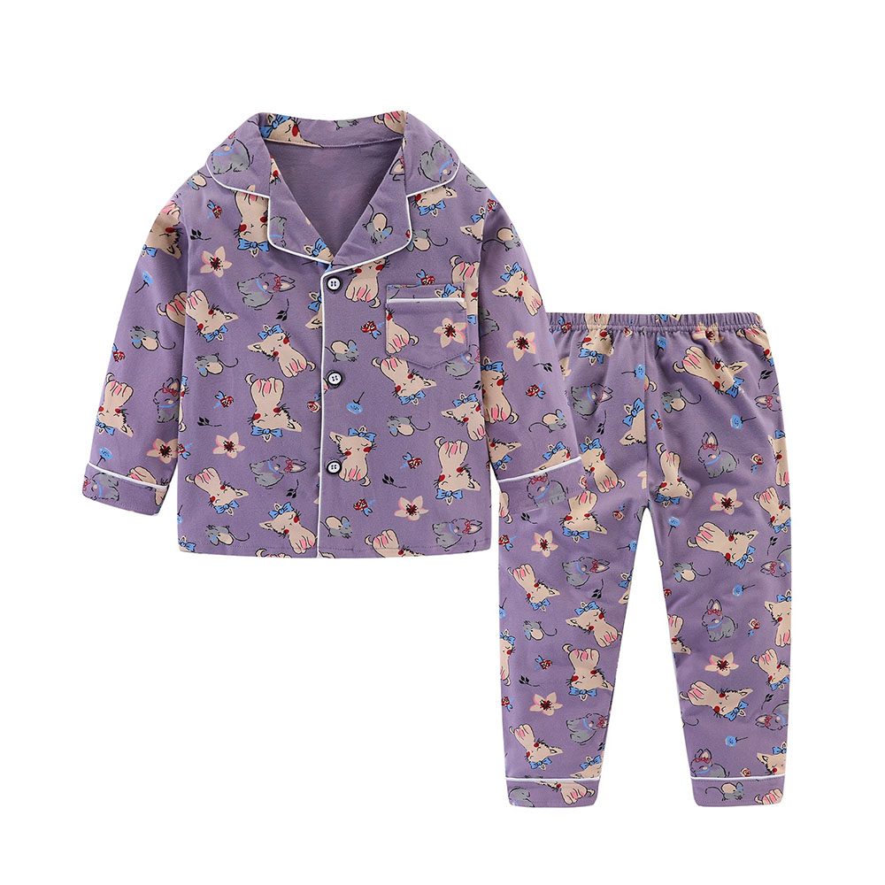 Mudkingdom Autumn Girls Boys Sleepwear Cartoon Casual Clothing Kids Pajamas 2020
