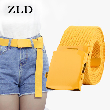 ZLD Men Women Automatic Fashion Nylon Belt Buckle Fans Canvas Belt Thicken Long Cloth Belts Knitted Waistband Ceintures Strap