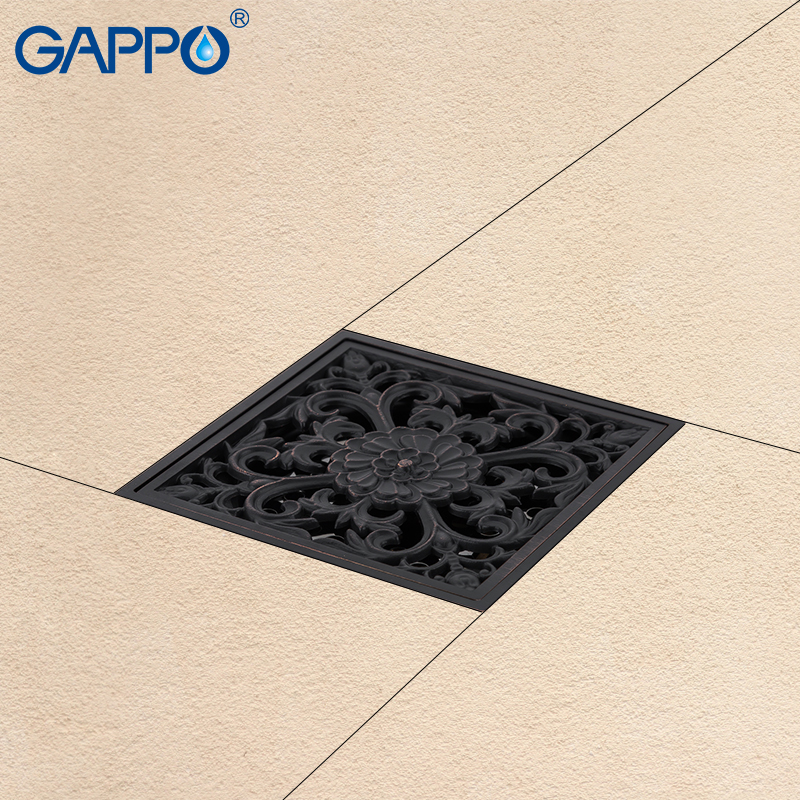 GAPPO black Drains bathroom drain shower floor drain brass floor cover chrome plugs