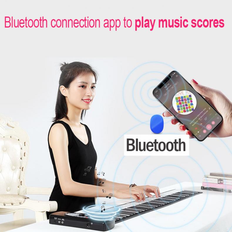 88 Keys USB MIDI Roll Up Piano Rechargeable Electronic Portable Silicone Flexible Keyboard Organ Speaker Bluetooth Connection