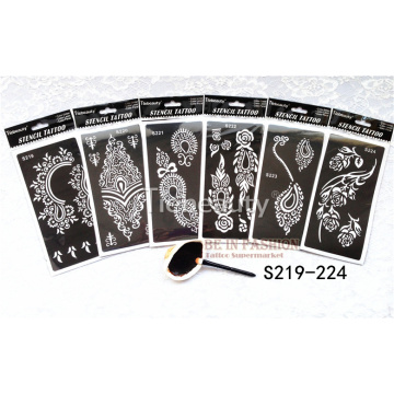 6pcs/lot Temporary Tattoo Stencils sheets for Henna tattoo paste reusable Template professional new glitter Painting supplies