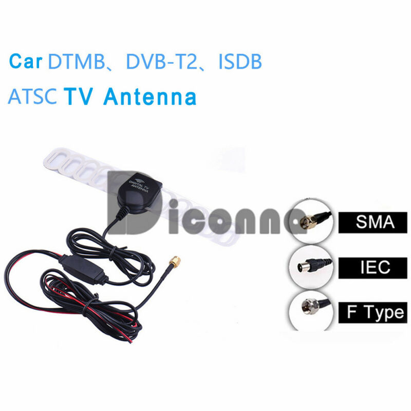Car Auto Digital TV Radio AM/FM Antenna Signal Amplifier Booster SMA Radio Coax