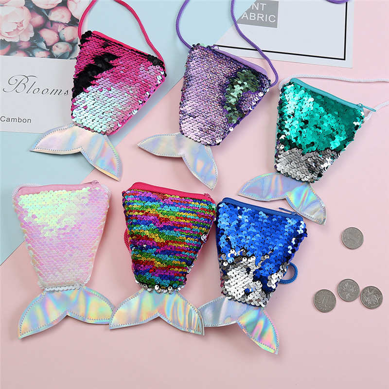 Heart Mermaid Tail Sequins Coin Purse Wallet Souvenirs Wedding Gifts for Guests Kids Women Bridesmaid Gift Party Favors Present