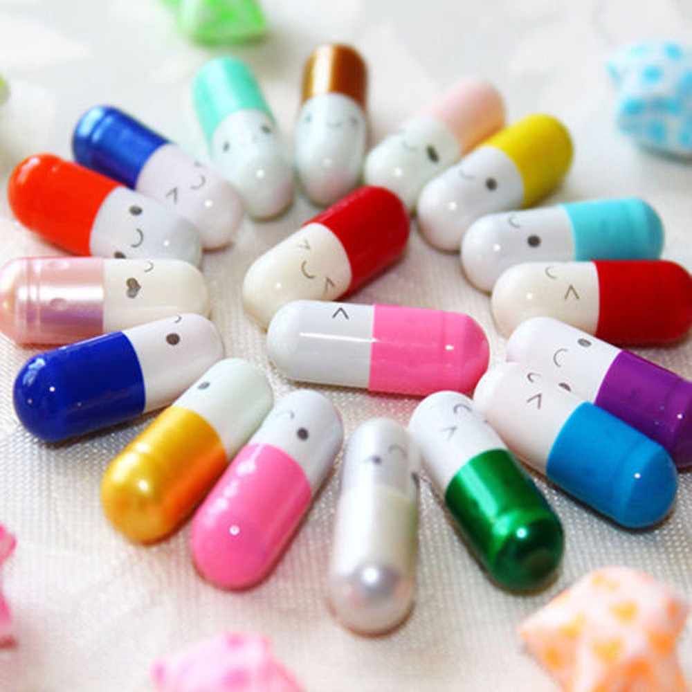 50 Pcs/lot Cute Expression Capsules Love Pills Put In Wishing Drift Bottle Lover's Gift for Blank Message Love Letter Paper Hot