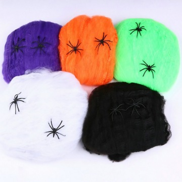 New Halloween Scary Party Scene Props White Stretchy Cobweb Spider Web Horror Halloween Decoration For Bar Haunted House