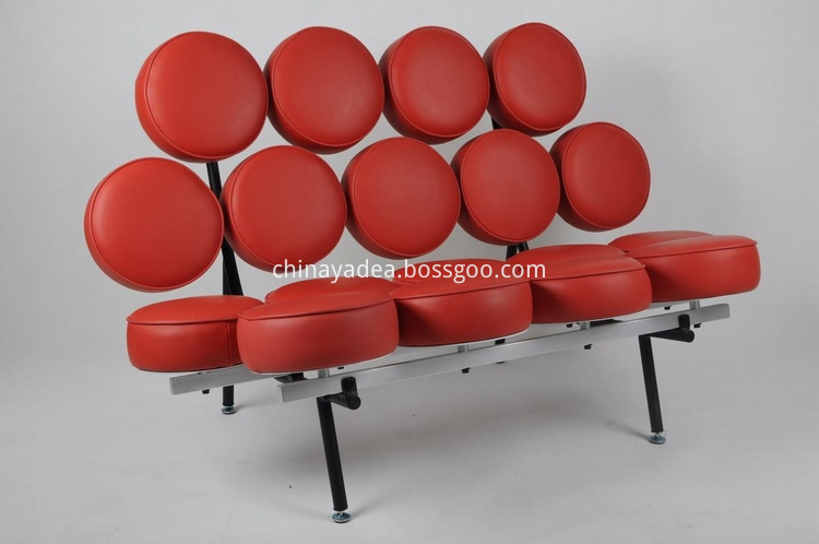 red leather sofa