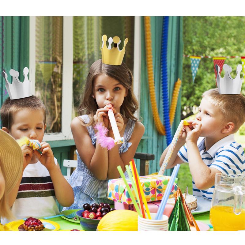 ANGRLY 10pcs Kids Party Birthday Hat Festive Party Crown Headgear Birthday Party Decor Festive Party Supplies Accessorie
