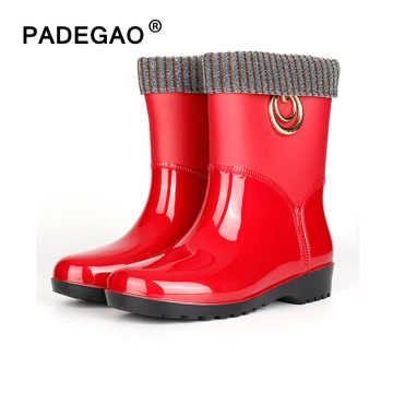 Woman Rain Boots Water Anti-skid Ankle Women Autumn Winter Warm Plush Rainboots Women's Watrproof Shoes Ladies Ankle Boots