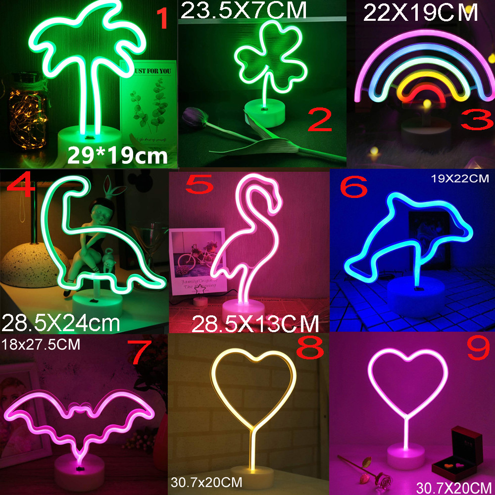 LED Night Light Lamp Decorative Neon Light Wall Decoration for Living Room Bedroom Xmas Party Kids Toys Birthday Gifts 17 styles