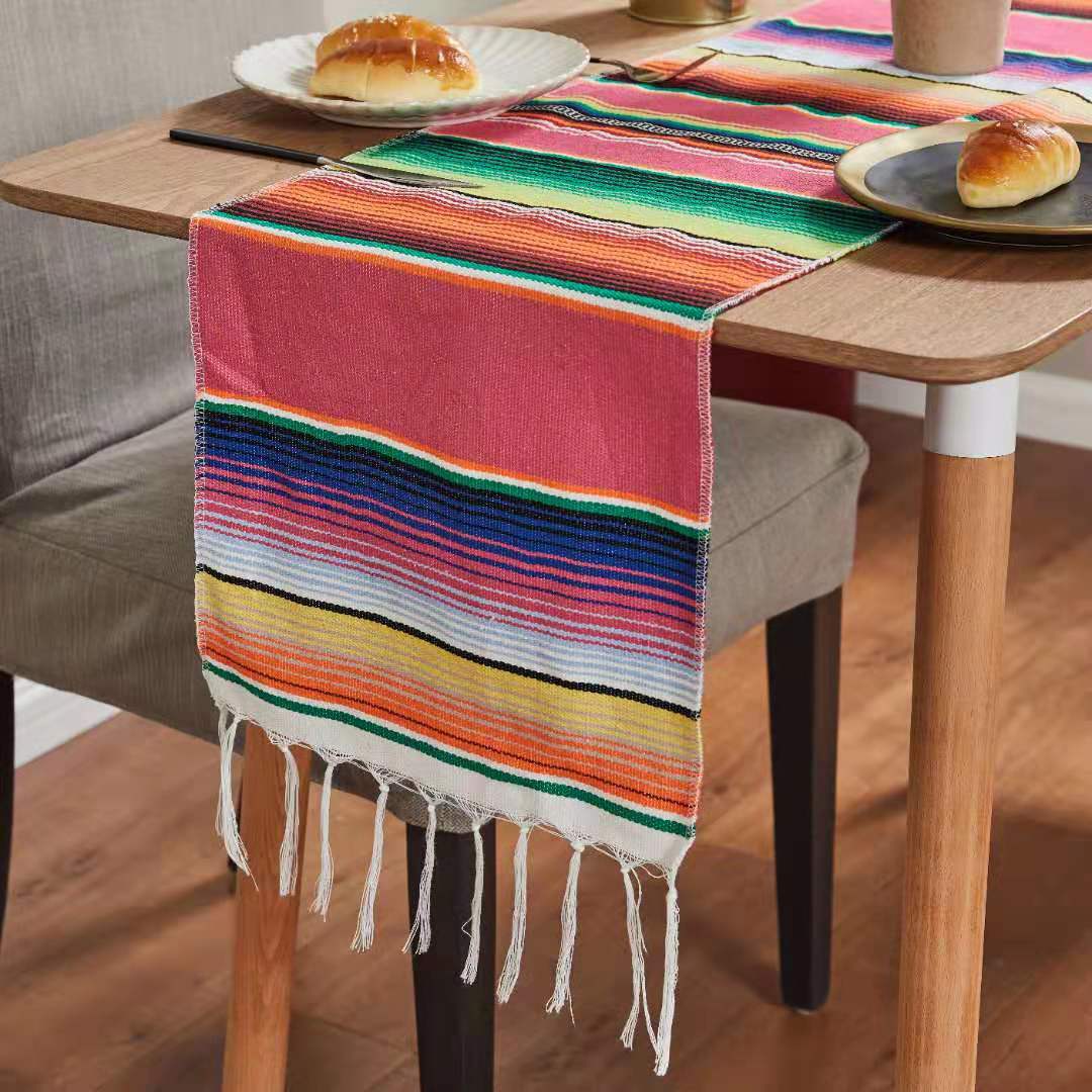 35*215 Home Embroidered Table Runner Stripe Hollow Decor Embroidered Tablecloth Home Dining Table Coffee Table Decoration