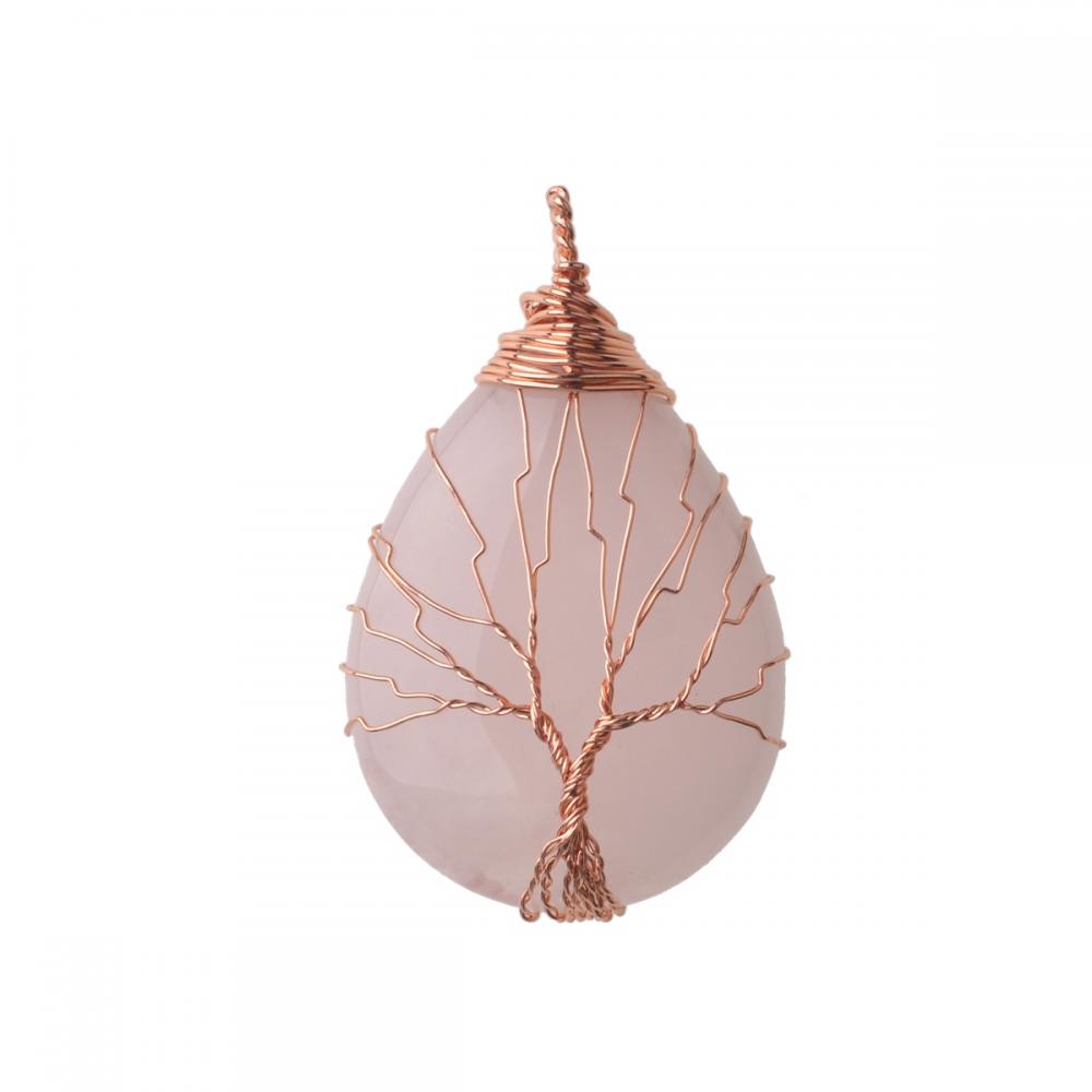 Tree of Life Wire Wrap Water Drop Necklace Pendant Natural Gem Stone DIY Jewelry Makingfor Women Men Mother's Father's Day Gifts